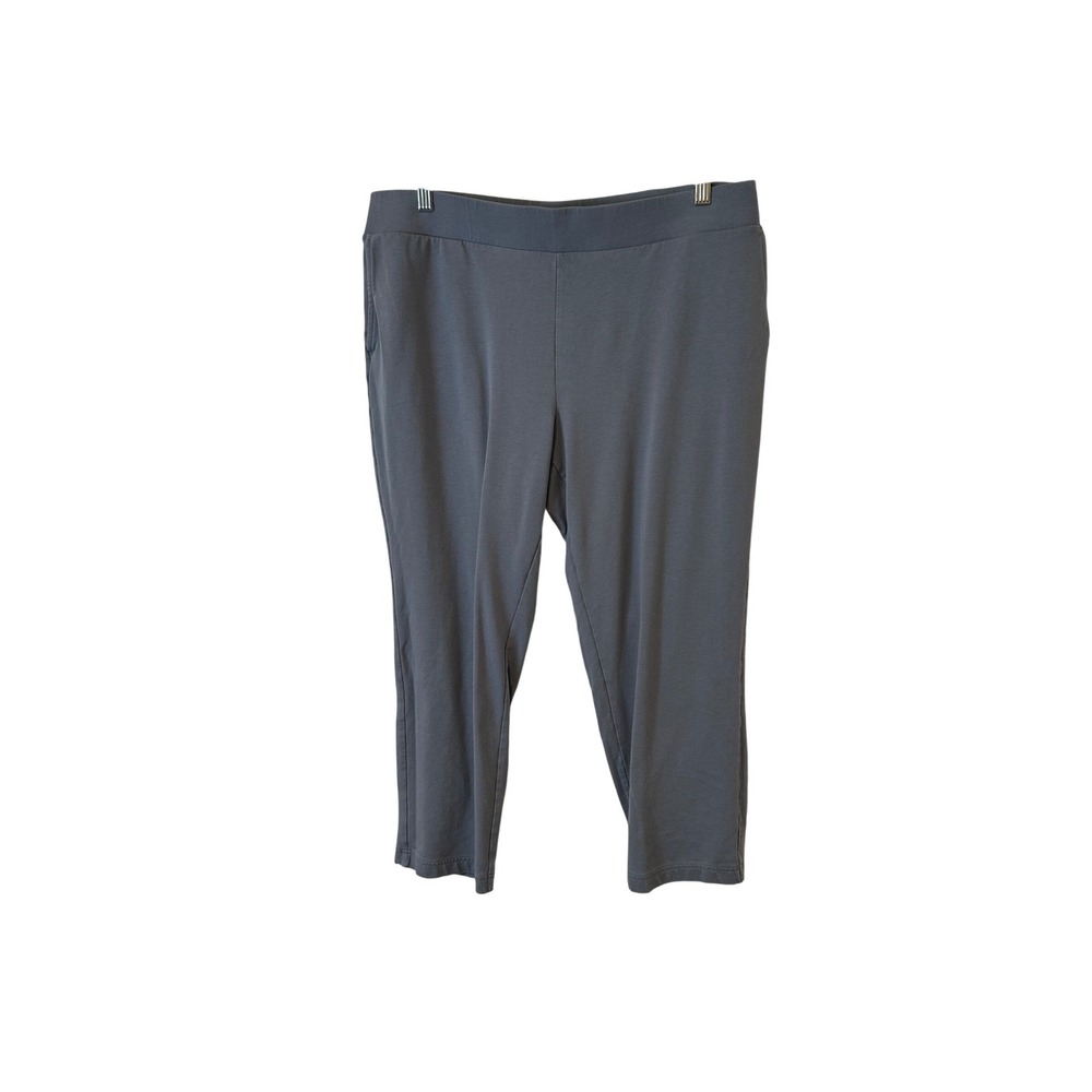 Pure Jill Slim-Leg Cropped Women L Blue Pima Cotton Modal Knit Pants